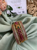 Peacock Ruby White Kemp Bangles (Price for Both Hands)