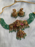 Lakshmi Green Beads Choker with Jhumkas