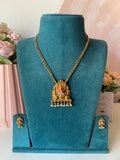 Affordable Meenakari Lotus Lakshmi Long Chain with Earrings