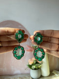 Alia Bhatt Inspired Moissanite Green Carved Stone Earrings