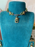 Designer Peacock Green AD Necklace with Earrings