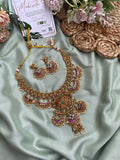 Antique Kemp Jadau Layered Bridal Necklace with Earrings