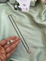 Simple AD Round Pendant Mangalsutra With Studs