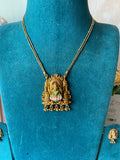 Affordable Meenakari Temple Lotus Lakshmi Long Chain with Earrings