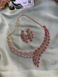 Designer Diamond look alike Floral Necklace with Earrings