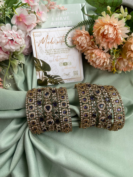 Bridal Purple Combo Bangles (Price for Both Hands)
