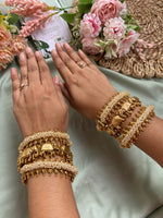 Bridal Antique Pearl and Elephant Bangles Combo (Price for Both Hands)