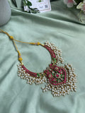 Pure Kemp Brass Jadau Rice Pearl Necklace