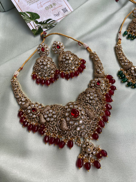 Victorian AD Peacock Necklace with Earrings