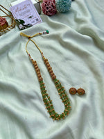 Three line Green & golden beads Chain