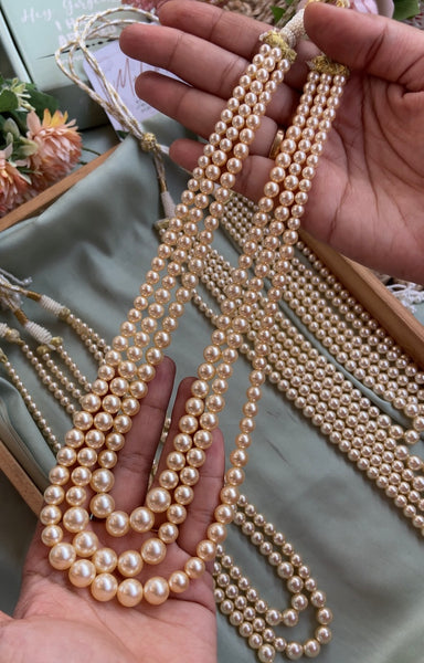 Three Line swarovski pearl mala