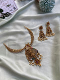 Krishna Antique AD Hasli Necklace with Earrings