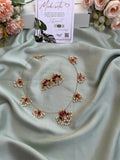 Lotus Ruby Green Pure kemp Invisible chain with Earrings
