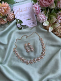 GJ Polish AD Pearl Necklace with Earrings