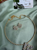 Diamond Look Alike Droplet Hasli Necklace with Earrings
