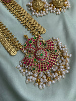 Pure Kemp Brass Coin Long Haram with Jhumkas
