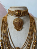 Rashmika Mandanna Inspired Antique Bridal Short and Long layered Necklace with Jhumkas
