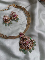 AD Peacock Hasli Necklace with Earrings
