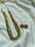 Three line Green & golden beads Chain