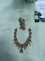 Victorian polish leaf necklace with earrings in 3 colours