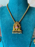 Affordable Meenakari Lotus Lakshmi Long Beaded Chain with Earrings