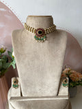 Simple 3 line Pearl Kemp Choker with Earrings