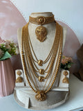 Rashmika Mandanna Inspired Antique Bridal Short and Long layered Necklace with Jhumkas