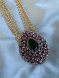 AD Ruby Green Pendant Long Haram