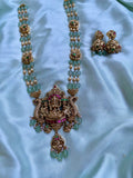 Antique Lakshmi Pendant premium beads long haram with Jhumkas