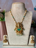 Mid length Ghungroo Beads 3D Lord Ganesha Haram with Earrings