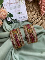 Peacock Ruby White Kemp Bangles (Price for Both Hands)