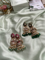 Pure kemp Mossanite Pearl Beads Jhumkas