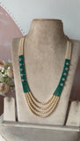 4 Layer Pearl Mala with AD Flower Design