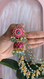 Floral Kemp Jadau Jhumkas with Mattal