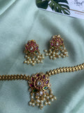 Simple Lotus Pendant Necklace with Earrings
