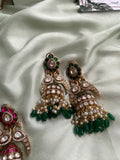 Pure kemp Mossanite Pearl Beads Jhumkas