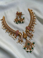 AD Lakshmi Elephant Pendant Necklace with Earrings