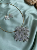 Diamond Look Alike Pendant Hasli Necklace with Earrings