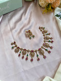 Simple AD Ruby green Necklace with earrings
