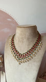 Ruby Green Pearl Jali Necklace