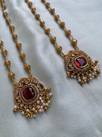 Ruby Pendant Elephant Long chain with Earrings {Prices for Each}