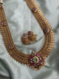 Detachable 3 in 1 Pendant with Lakshmi Long Haram & Earrings