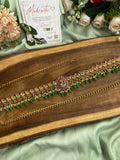 Antique Pure kemp Brass Peacock HipChain in Pastel Green Beads