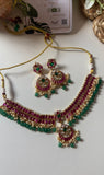 Pure kemp Jadau Half Moon Necklace with Balis