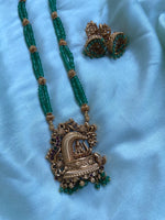 Goddess Green beads chain with Earrings