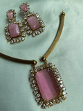 AD Color Pendant Hasli Necklace with Earrings in 4 Colors (Price for each)