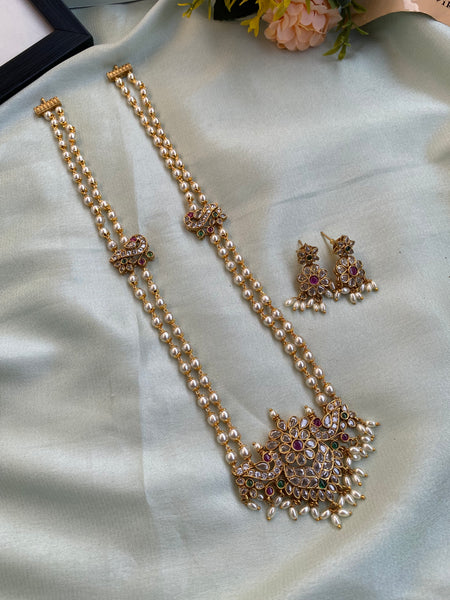 AD Peacock two line Pendant Long Chain with Earrings –