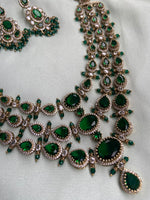 Premium Three Layer AD Necklace with Earrings in two Colors