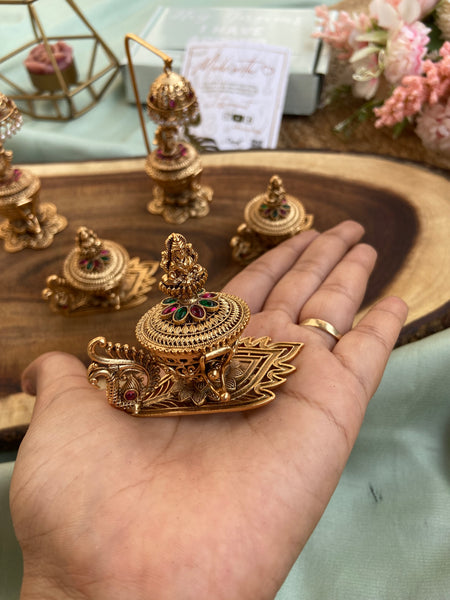 Designer Lakshmi Peacock KumKum Box