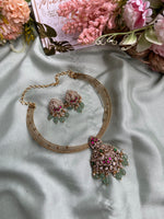 AD Peacock Hasli Necklace with Earrings